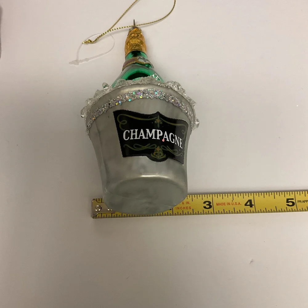 SILVER TREE GLASS CHAMPAGNE BUCKET AND BOTTLE 5.5” NWOT - Picture 11 of 13
